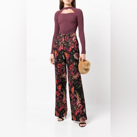 SOLD - Authentic - Adam Lippes - Floral-Print Pintuck Wide-Leg Trousers - size 2 - Picture 2 of 13